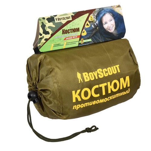 1. Костюм BOYSCOUT противомоскитный в чехле, 3 предмета (накомарник, куртка, штаны)80022