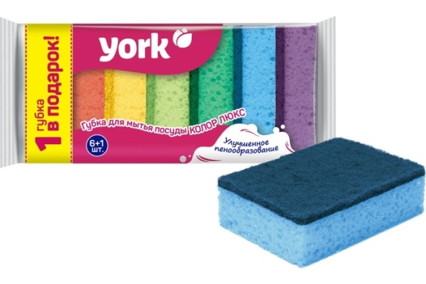Губки кухонные Колор Люкс York 6+1шт