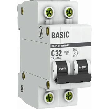 Выключатель автоматический модульный 1п C 32А 4.5кА ВА 47-29 Basic EKF