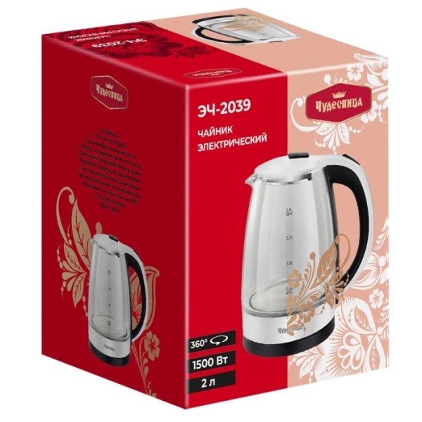 3. Чайник Чудесница ЭЧ-2039 1,8л 1,8кВт диск,