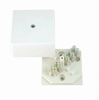 Коробка распределительная ОП 75х75х30мм с клеммником белая HEGEL