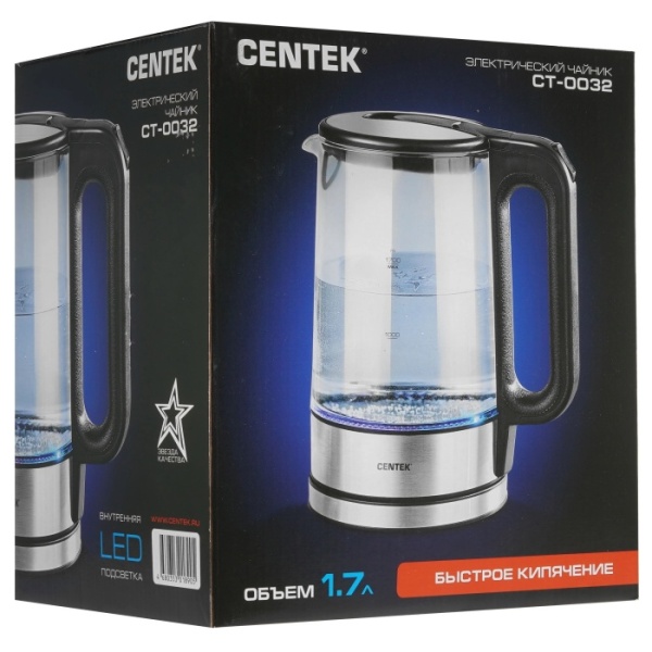 5. Чайник Centek CT-0032 стекло 1,7л