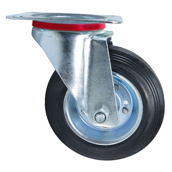 Колесо ф100 поворотное на площадке Черная резина