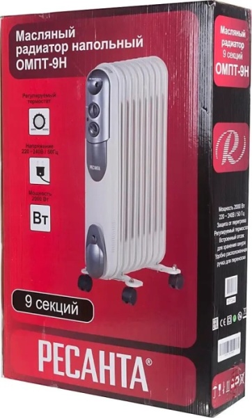5. Масляный радиатор ОМПТ- 9Н (2 кВт) Ресанта