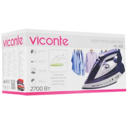 5. Утюг VICONTE VC-437 2,7кВт,удар120г-мин,самооч.керам