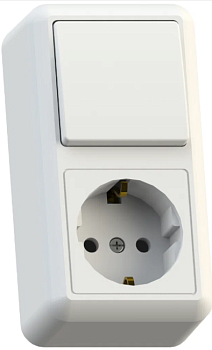 Розетка Блок комбинированный ОП БКВР-405 Оптима (1-кл. выкл. + розетка с заземл.) бел. 