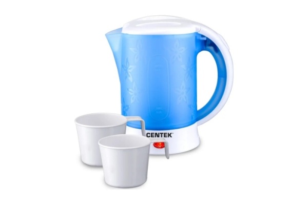2. Чайник дорожный Centek  600мл, 600Вт, ДОРОЖНЫЙ ЧАЙНИК + 2 ЧАШКИ + 2 ЛОЖКИ