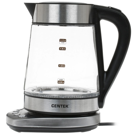 1. Чайник Centek CT-0060 Dubai, 1.7л 2200Вт, стенд с 4 темп. режимами, LED-подсветка, отделка нерж.