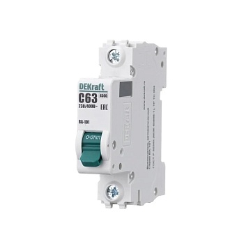 Выключатель автоматический модульный 1п C 63А 4.5кА ВА-101 DEKraft 