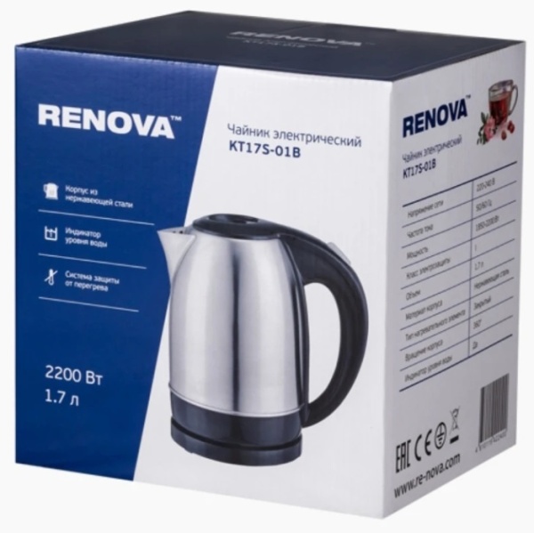 3. Чайник RENOVA KT17S-01B 1,7л