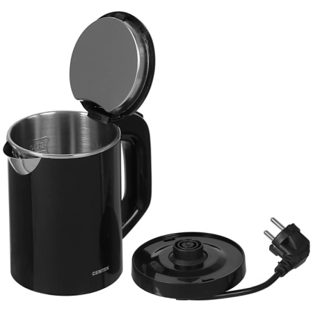 3. Чайник Centek CT-0006 Black 0.6л, 1100Вт, бесшовная колба, двойные стенки, защита от перегрева.