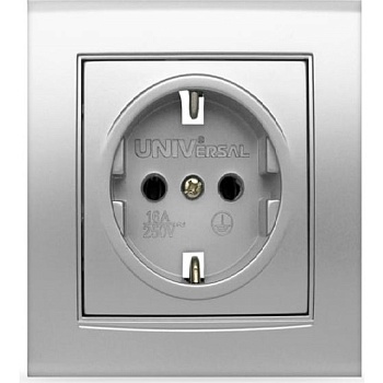 Розетка 1-м СП Бриллиант 16А IP20 с заземлением серебро