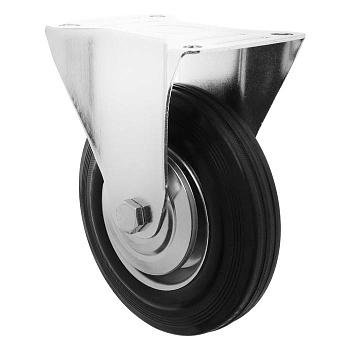 Колесо ф75 неповоротное на площадке Черная резина