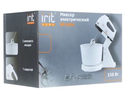 3. Миксер IRIT-5434 150Вт 7скоростей,чаша2,0л,Турбо