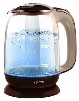 Чайник Centek CT-0034  стекло, 1.8л, 2200Вт, внутренняя LED подсветка, кнопка