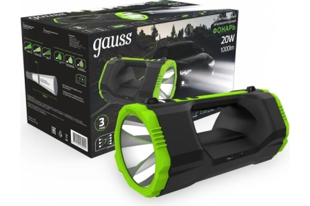 2. Фонарь прожекторный Gauss 17W 900lm акк. Li-ion 10000mAh диммируемый Power bank GF702