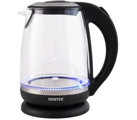 1. Чайник Centek CT-0015 стекло, 2.0л, 2200Вт, внутренняя LED подсветка, кнопка