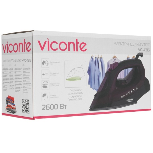 5. Утюг VICONTE VC-4315 2,6кВт,140г-мин,300мл