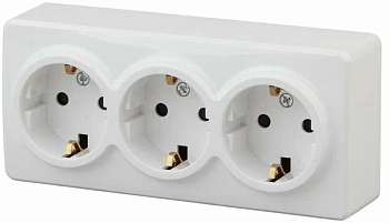 Розетка 3-м ОП Эра Эксперт 11-2208-01 16А IP20 250В 3х2P+E Schuko бел. Эра 