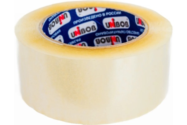 1. Клейкая лента упаковочная (прозрачная) 48мм х 132м UNIBOB