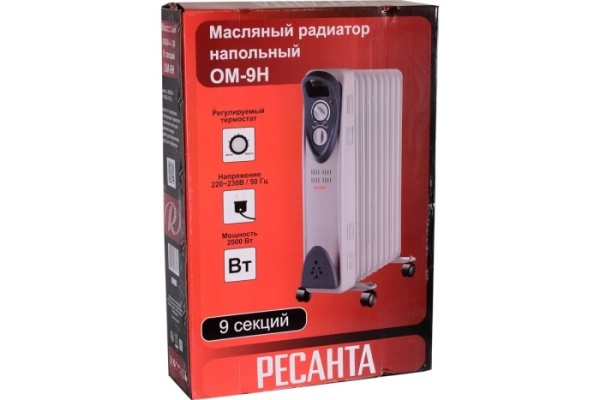 5. Масляный радиатор ОМ- 9Н (2 кВт) Ресанта