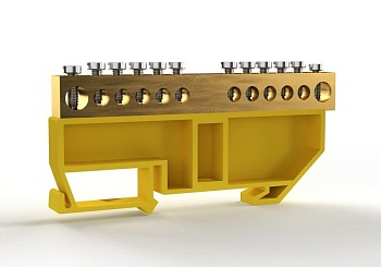 Шина PE "земля" на DIN-изоляторе 8х12мм 12 отвер. латунь TOKOV ELECTRIC 