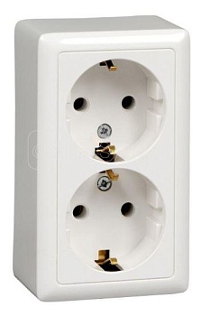 Розетка 2-м ОП 16А 250В с заземл. без защ. шторок с изолир. пластиной бел. S