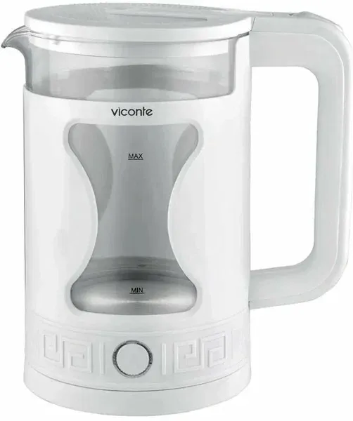 1. Чайник VICONTE VC-3308 белый стекло-пластик 1,5л, 2кВт