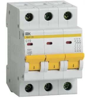 Выключатель автоматический модульный 3п C 10А 4.5кА ВА47-29 KARAT IEK